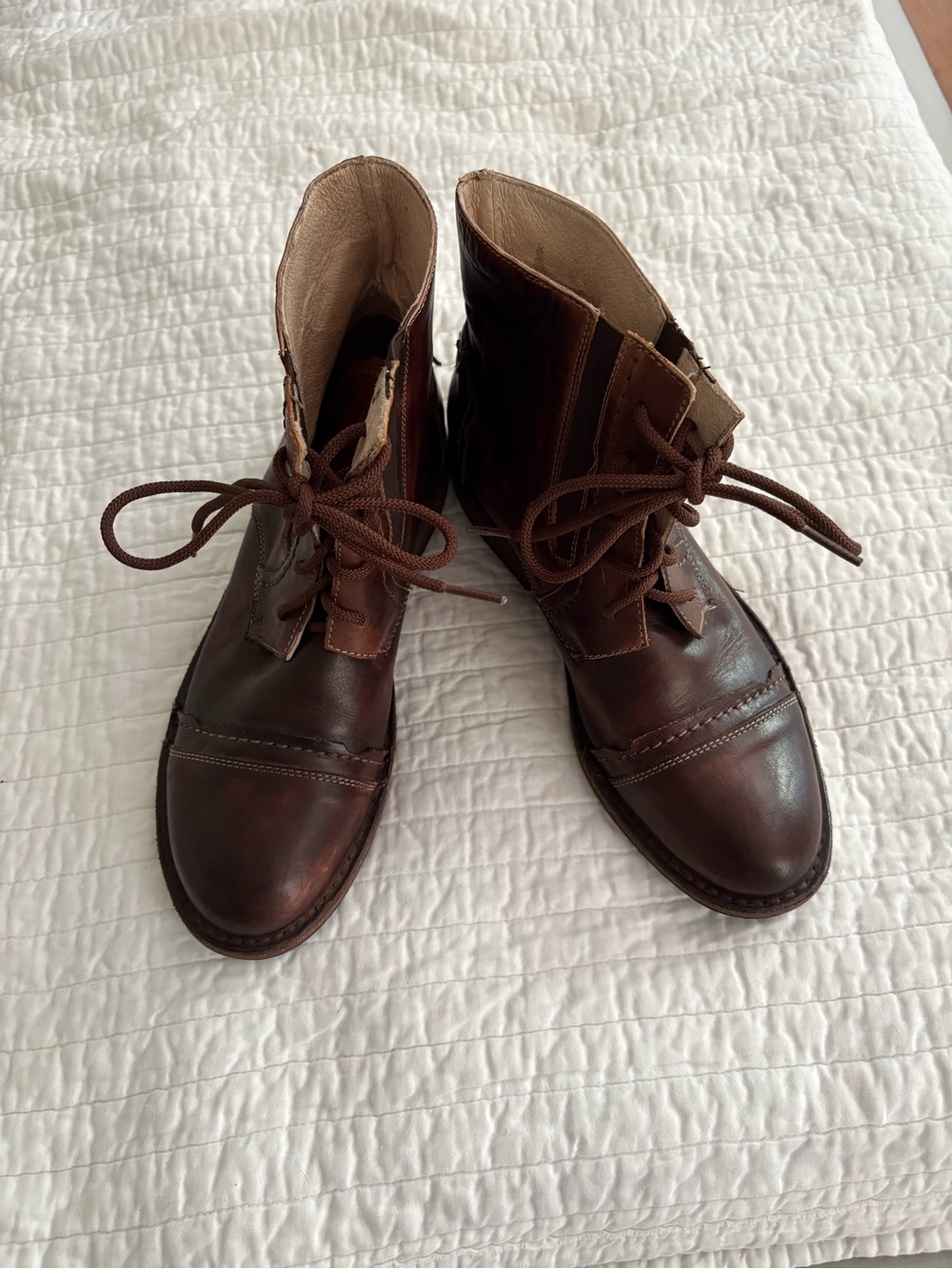 BED|STU Women's BONNIE II Cap Toe Lace-Up Combat Ankle Boot Rustic Size 9
